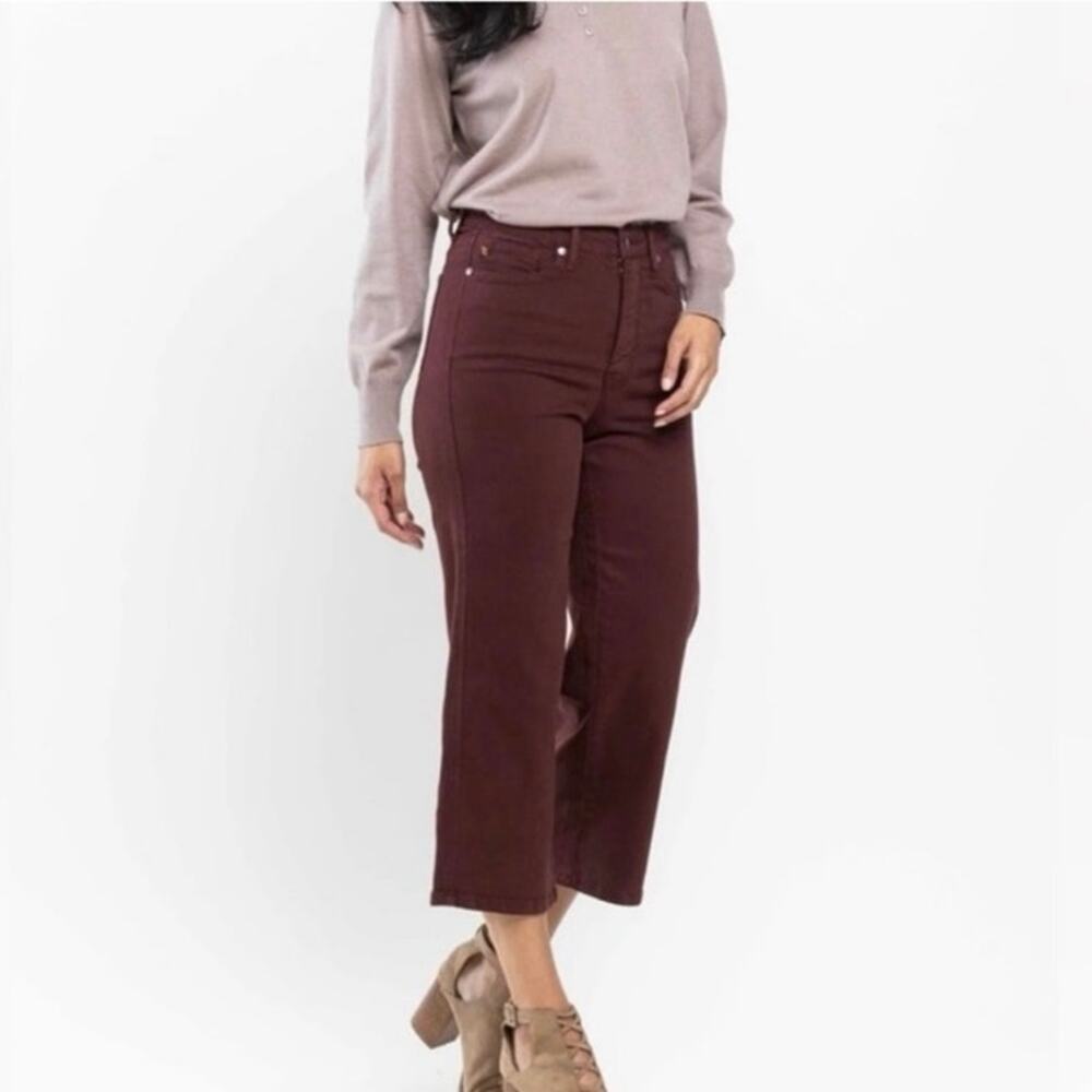Judy Blue Oxblood Wide Leg Cropped Tummy Control Jeans Size 3/26 NWT